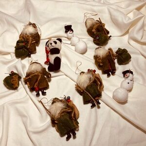 Vintage collection of holiday ornaments decorations